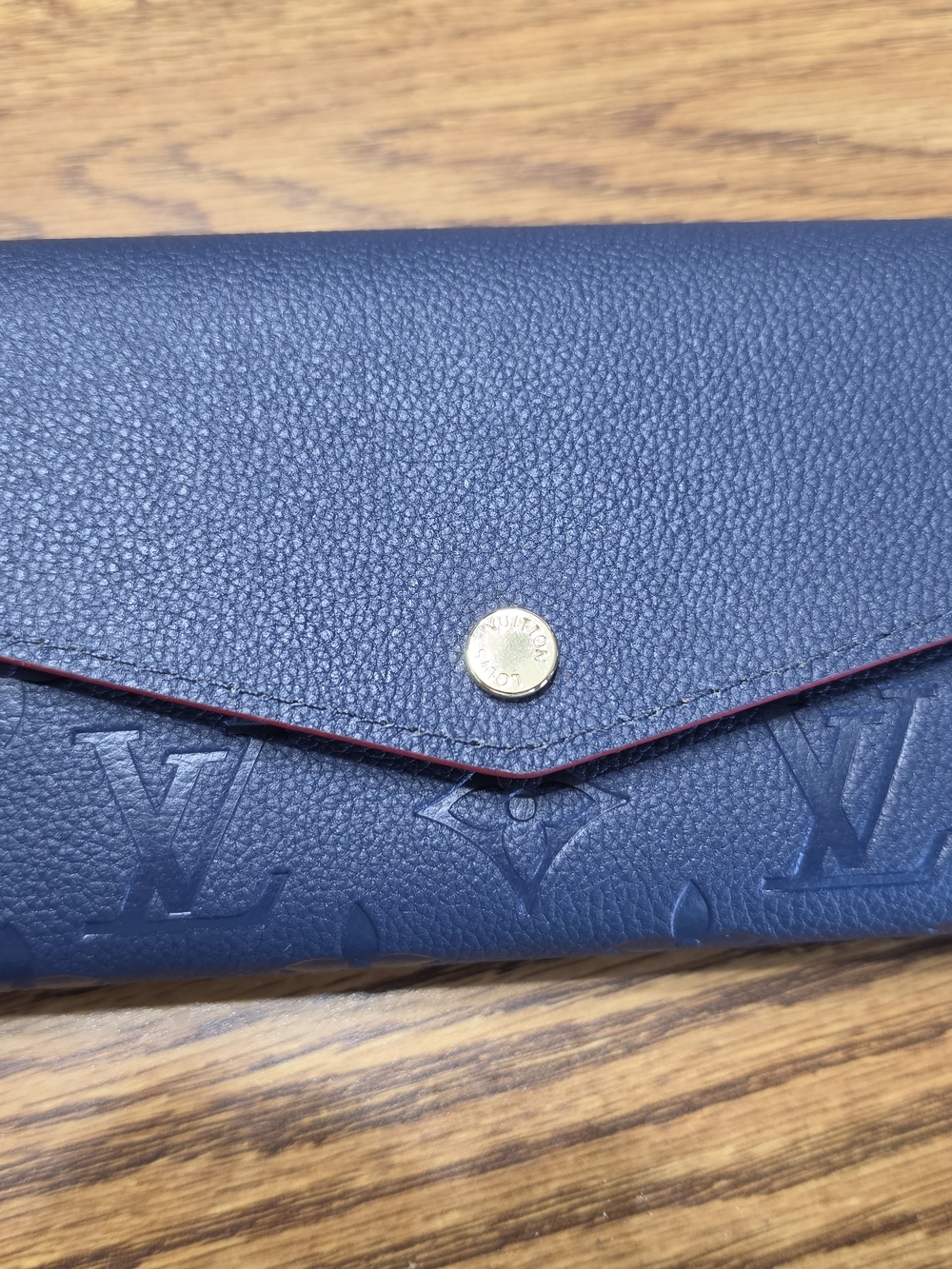 Luxury Navy Embossed Leather Envelope Wallet - Designer Inspired